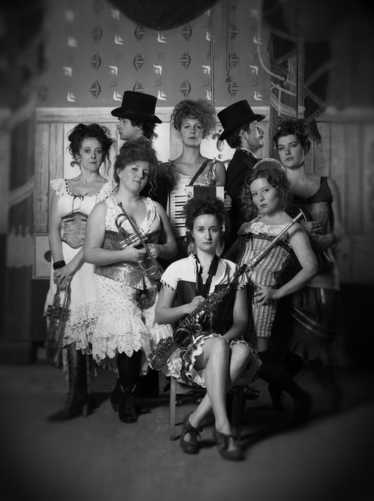 circus band black and white in victorian costume