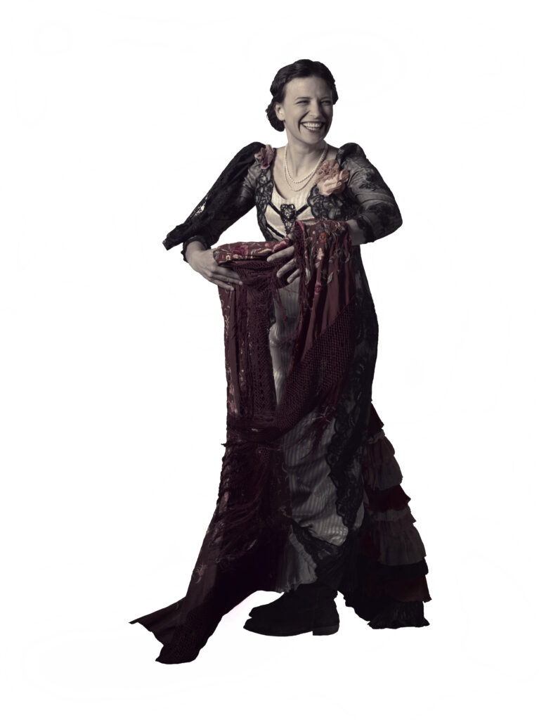 composer sarah llewellyn in victorian dress